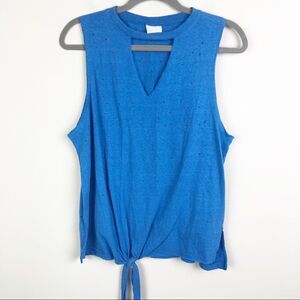 ABOUND | Bright Blue Sleeveless Choker Top Tie Detail & Cutouts Women’s Size L